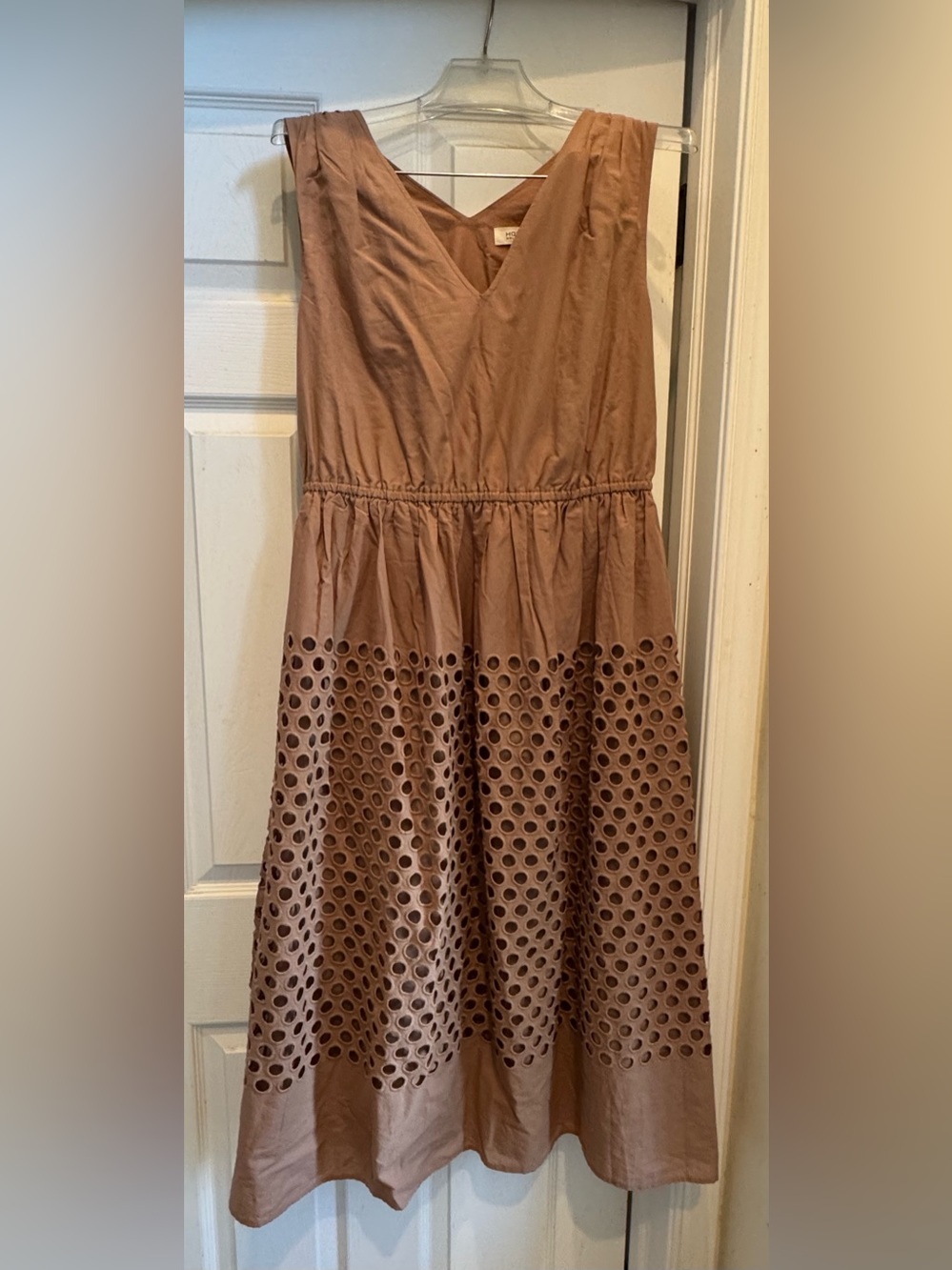 NWT Haven Taupe Eyelet-Detail Dress